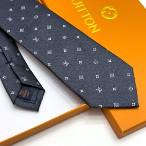 Charcoal LV CLASSIC PATTERN SILK TIE