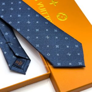 Stone Blue LV CLASSIC PATTERN SILK TIE