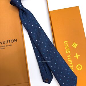 LOUIS VUITTON - Navy MONOGRAM DOTS SILK TIE