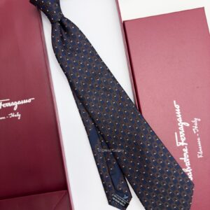 Navy Bronze BIG GANCINI ROWS SILK TIE
