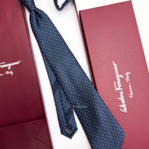 Marine Blue SMALL GANCINI PATTERN SILK TIE