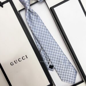 GUCCI - Light Blue GG PATTERN SILK TIE