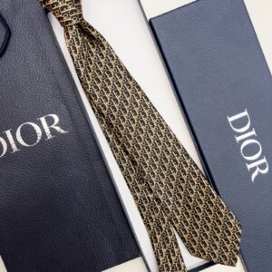 DIOR - Gold D PATTERN SILK TIE