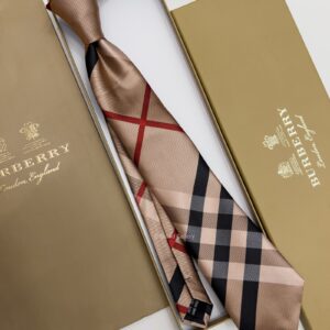 BURBERRY - Beige CHECK SILK TIE