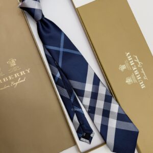 BURBERRY - Navy CHECK SILK TIE
