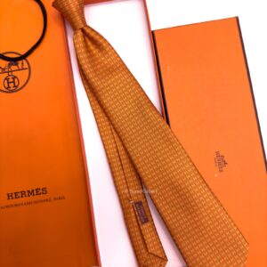 Orange FACONNEE H ROWS SILK TIE