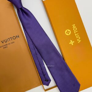Purple MICRO DAMIER SILK TIE