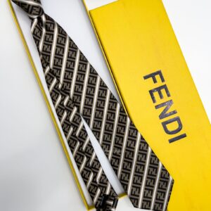 FENDI - Coffee LINED FF SILK TIE