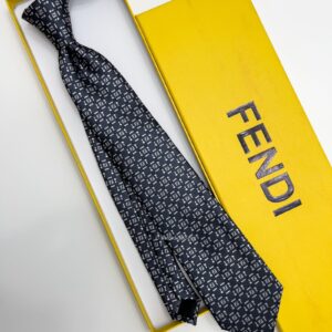 FENDI - Grey CHECK FF SILK TIE