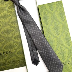 Anthracite Grey Signature HORSEBIT PATTERN SILK TIE