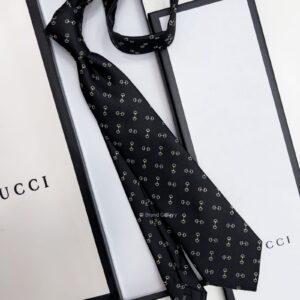 GUCCI - Black HORSEBIT SILK JACQUARD TIE