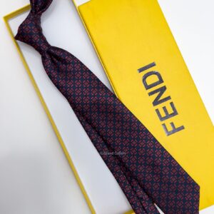 FENDI - Navy CHECK FF SILK TIE