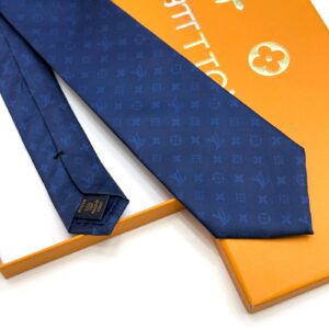 Navy Blue MONOGRAM GRADIENT SILK TIE