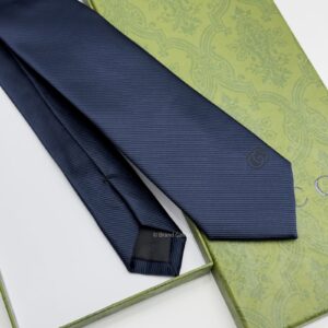 Dark Blue SOLID DOUBLE G DETAIL SILK TIE