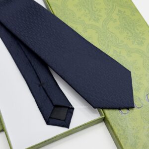Navy Blue G.U.C.C.I SUBTLE HORIZON SILK TIE