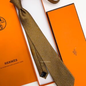 HERMES - Light Copper PETITS MAILLONS SILK TIE