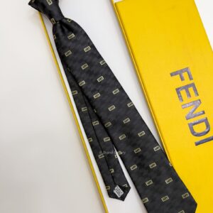 FENDI - Black FF BOX PATTERN SILK TIE
