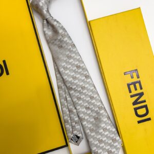FENDI - Light Beige FF BOX PATTERN SILK TIE