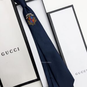 GUCCI - Navy ROYAL CREST SILK TIE