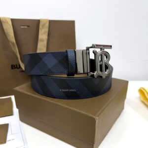 Glossy Gun Navy Check/Black 35mm Reversible Belt