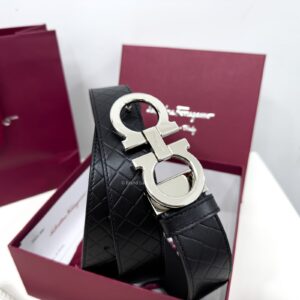 Gancini Black Captone Reversible Leather Belt