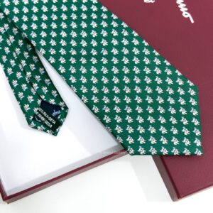 Green Bulldog Print Soft SILK TIE