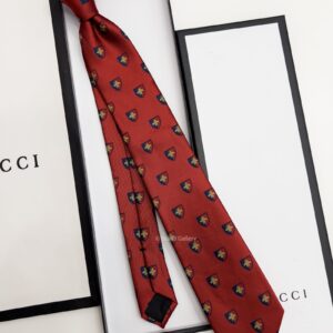 Red CREST BEE PATTERN SILK TIE