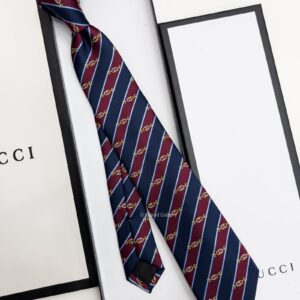 Navy Red DIAGONAL HORSEBIT SILK TIE