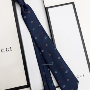 Navy GG EMBRING SILK JACQUARD TIE