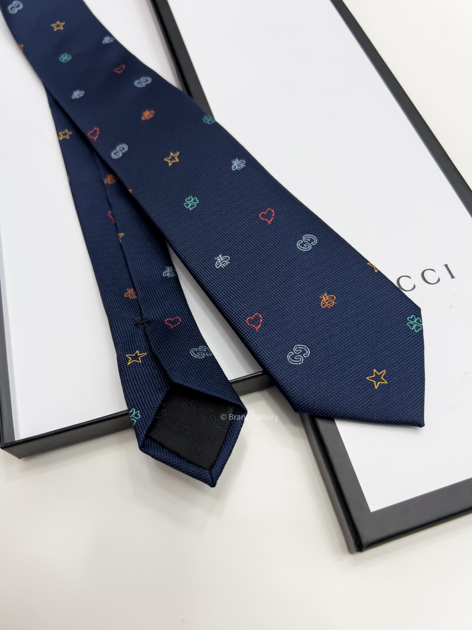 Navy GG EMBRING SILK JACQUARD TIE - Image 4