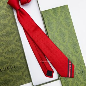 Red DOUBLE G AND HORSEBIT SILK TIE