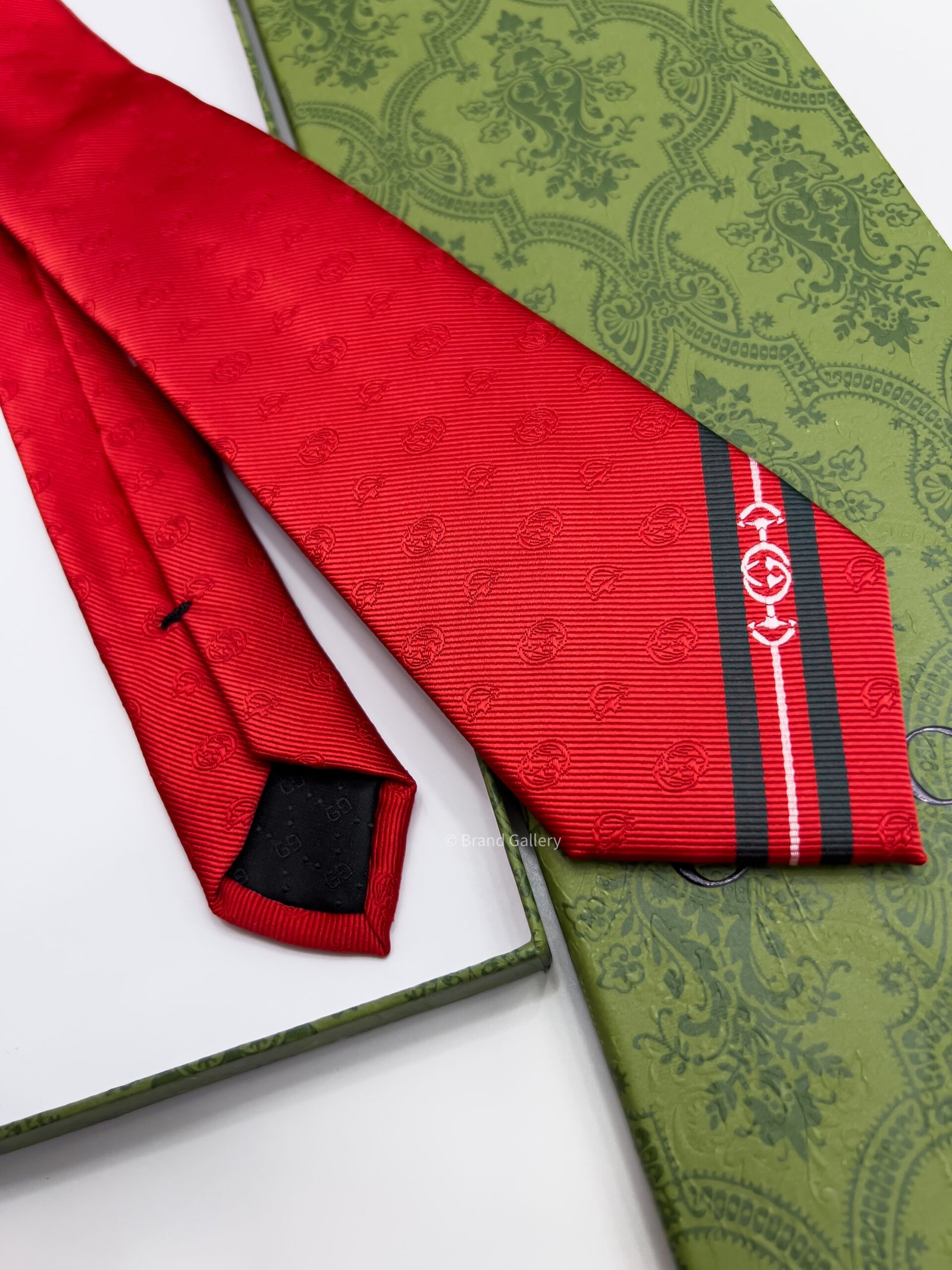 Red DOUBLE G AND HORSEBIT SILK TIE - Image 4