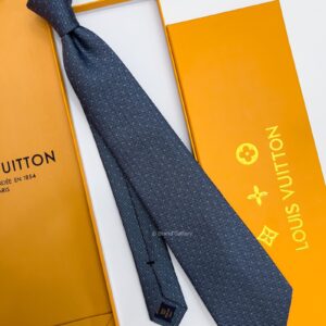 LV - Grey Petrol V DOTS SILK TIE