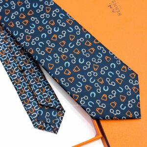 Navy Orange Metal en Vrac Twillbi Soft Silk Tie