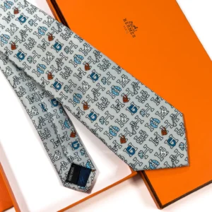 Grey H Collection Silk Tie