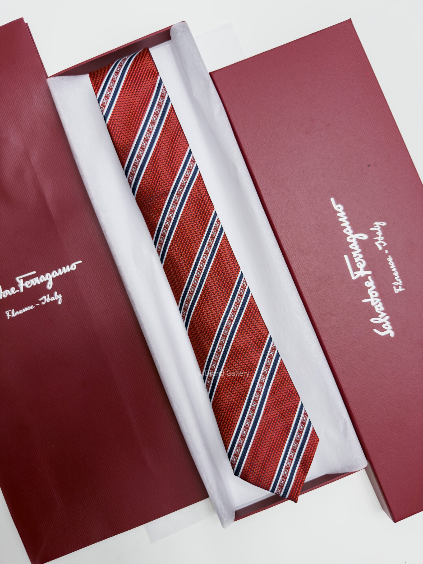 Red LINED GANCINI SILK TIE - Image 2
