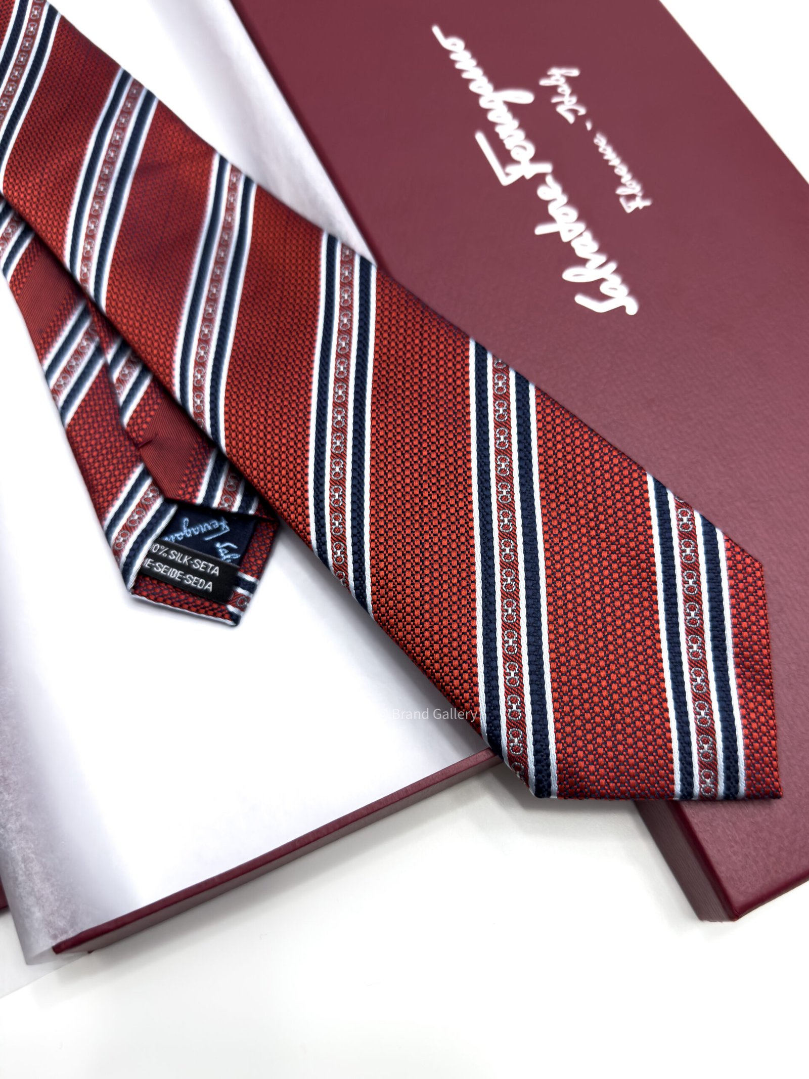 Red LINED GANCINI SILK TIE - Image 4