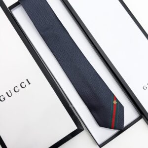 GUCCI - Grey FRAMED BEE WEB STRIPE SILK TIE