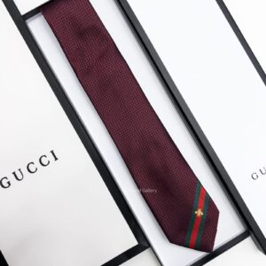 GUCCI - Bordeaux BEE WEB STRIPE SILK TIE