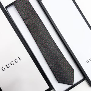 GUCCI - Green GG AND RHOMBUS MOTIF SILK TIE