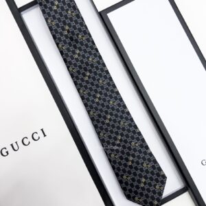 GUCCI - Black GG JACQUARD PATTERN SILK TIE