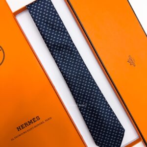 HERMES - Navy H ORIGAMI SILK TIE