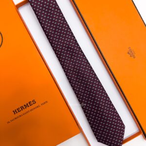 HERMES - Bordeaux H ORIGAMI SILK TIE