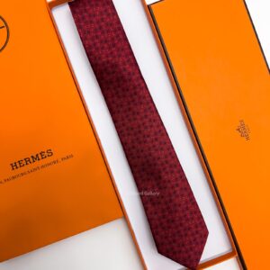 HERMES - Red H PATTERN SILK TIE