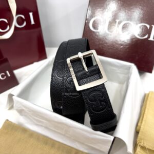 Rubber-effect Black Jumbo GG 35mm Leather belt