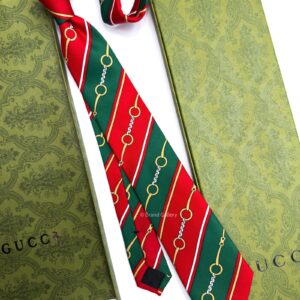 Green and Red HORSEBIT CHAIN SOFT SILK TIE