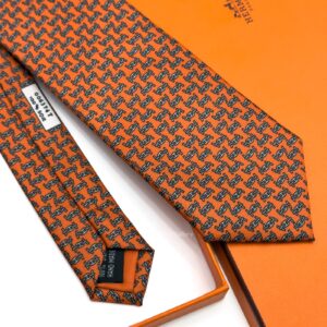 Dark Orange Maillons Rythmes Silk Tie