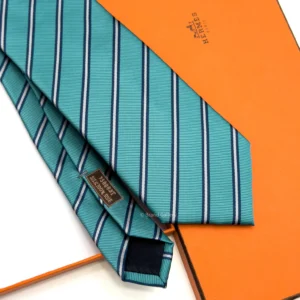 Turquoise H Classical Lined Tie - Luxury tie - A&A Brand Gallery Egypt