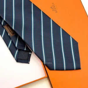 Hermes Blue H Classical Lined Tie - Luxury tie - A&A Brand Gallery Egypt