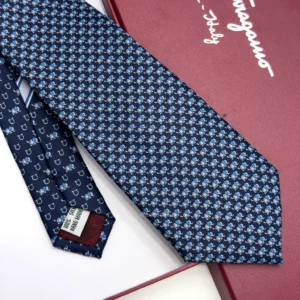 Ferragamo navy elephant print silk tie